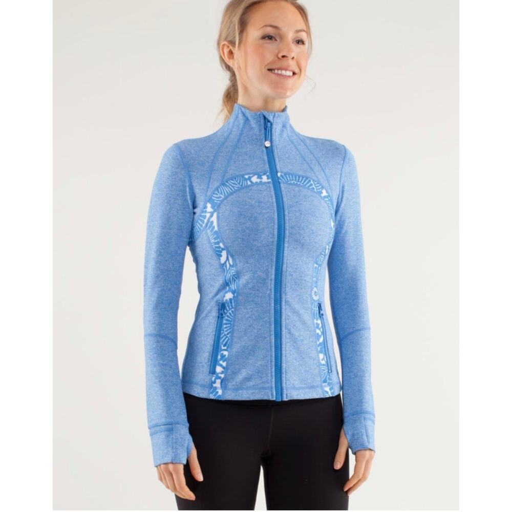 Lululemon Define Jacket Blue Floral Trim Full Zip Yoga Running size 12